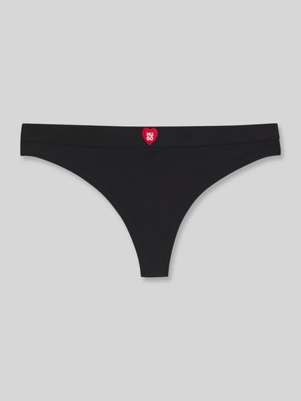 HUGO String met logodetail 'HUGO HEART THONG' Zwart - 1