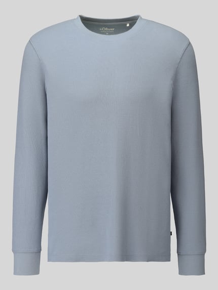 Produktfoto, Regular Fit Langarmshirt aus reiner Baumwolle von s.Oliver RED LABEL in hellem Blau, glatte Textur, klassische Form