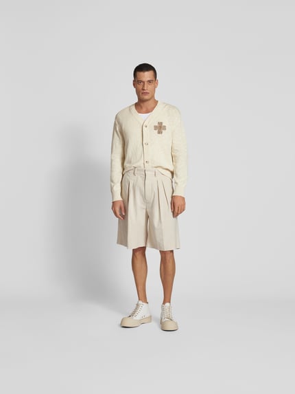 ISNURH Gebreid jack met motiefstitching Zand - 1
