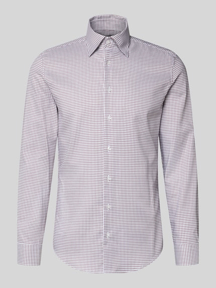Produktfoto, Slim Fit Business Hemd aus Baumwolle mit Button-Down-Kragen von SEIDENSTICKER, kariert, Knopfleiste, glatte Struktur