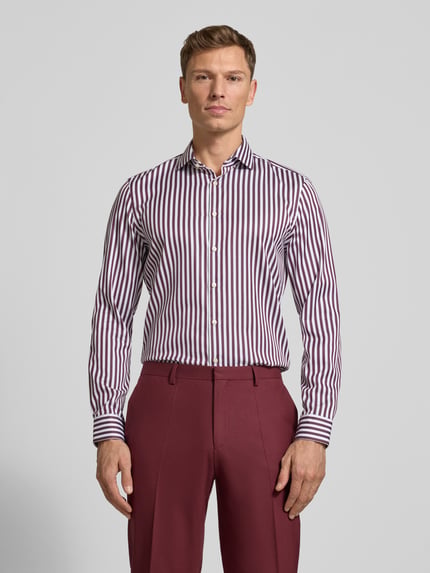 Jake*s Slim Fit Business Hemd aus Baumwolle mit Haifischkragen Bordeaux 4