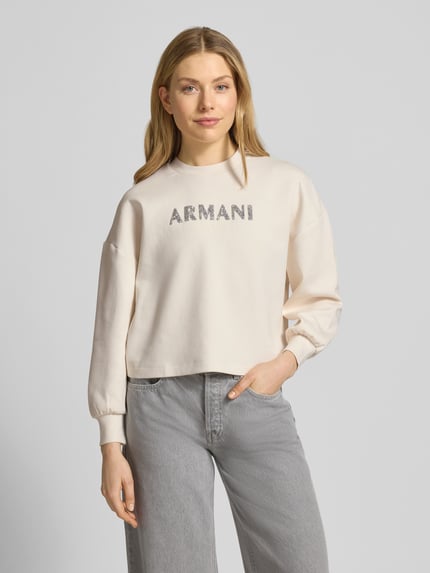 Armani Exchange Sweatshirt mit Logo-Print und Rundhalsausschnitt Offwhite 4