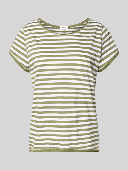 s.Oliver RED LABEL Regular Fit T-Shirt aus Baumwoll-Flammgarn Khaki Melange 2