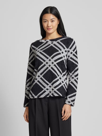 Street One Sweter z dzianiny z prążkowanym, okrągłym dekoltem Czarny 4