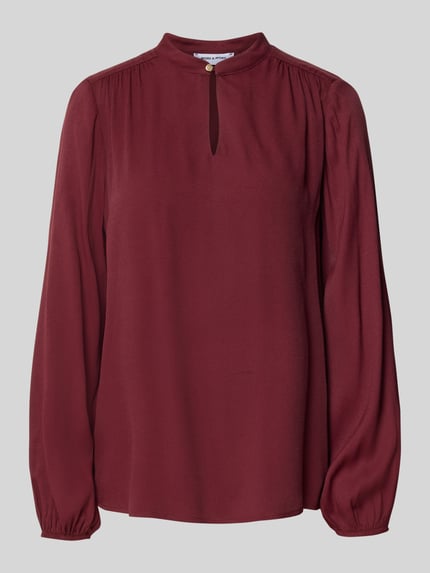Produktfoto, Regular Fit Bluse aus Viskose mit Schlüsselloch-Ausschnitt von MORE & MORE, bordeauxrot, reine Viskose, Knopfverschluss