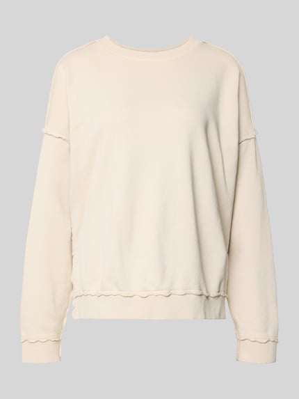 Produktfoto, Oversized Fit Sweatshirt mit Zier-Bordüren von Smith and Soul aus Baumwoll-Mix mit Rundhalsausschnitt in Creme, glatte Textur.