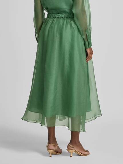 Weekend Max Mara Uitlopend maxirok van zuivere zijde model 'VISINO' Groen - 5