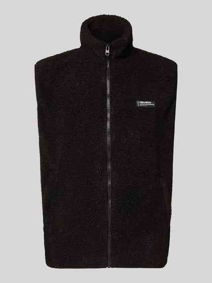 REVIEW Fleecegilet met opstaande kraag en steekzakken Zwart - 2
