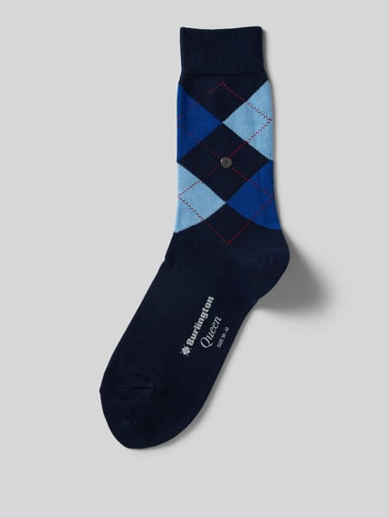 Burlington Socken mit Zickzack-Muster Modell 'Queen' Dunkelblau 1