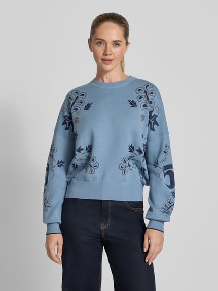 Scotch & Soda Sweter z dzianiny o kroju oversized z prążkowanymi wykończeniami Jeansowy niebieski 4