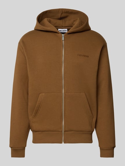 REVIEW Regular Fit Sweatjacke mit Logo-Applikation Mittelbraun 2
