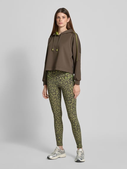 Marc Cain Legginsy sportowe z ozdobnymi szwami Khaki 1