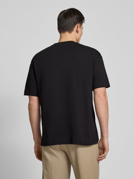 Samsøe Samsøe Oversized T-shirt met geribde ronde hals, model 'JOEL' Zwart - 4