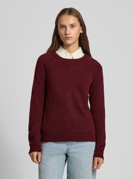 PIECES Regular Fit Strickpullover mit Raglanärmeln Modell 'JULIANA' Dunkelrot 4