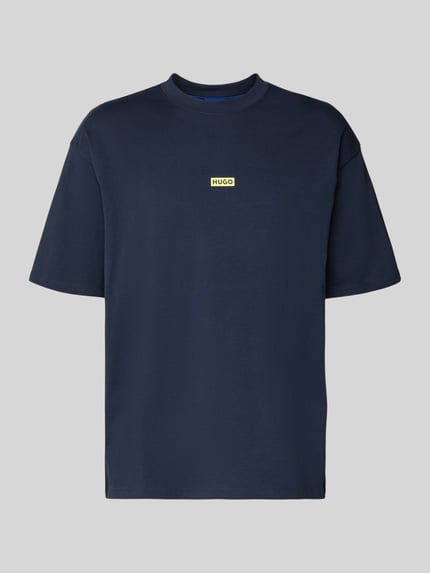 HUGO Blue t-shirt o kroju loose fit z czystej bawełny Granatowy 2