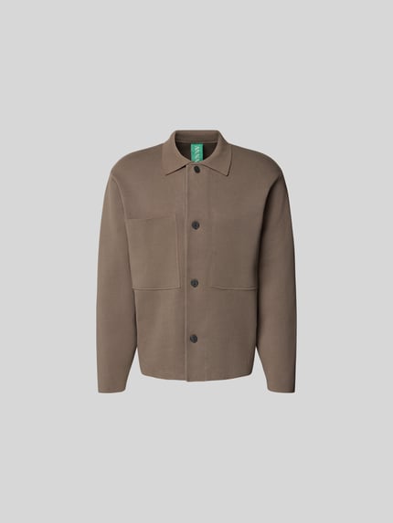 Produktfoto, Strickjacke mit Knopfleiste von ANNARR im lockeren Schnitt, Baumwoll-Mix, Kentkragen, Brusttaschen, brauner Farbton