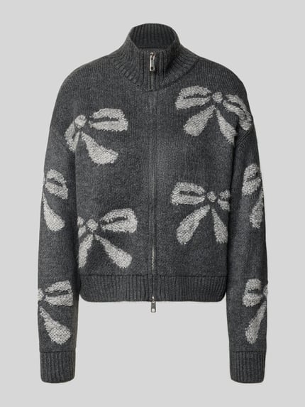 ONLY Strickjacke mit Stehkragen-Zipper Dunkelgrau Melange 1