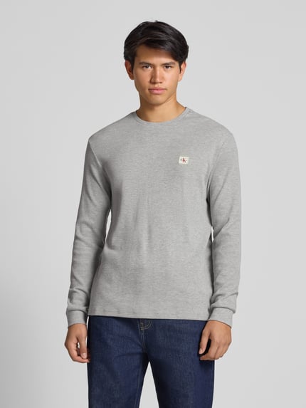Calvin Klein Jeans Longsleeve mit Strukturmuster Hellgrau Melange 4