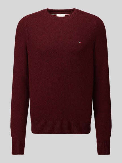 Tommy Hilfiger Regular Fit Pullover aus Lammwoll-Mix Bordeaux Melange 2