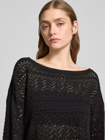 REVIEW Strickpullover mit Lochmuster Black 3