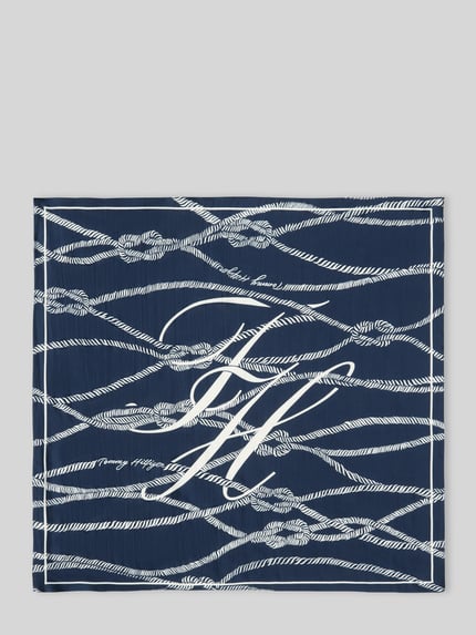 Tommy Hilfiger Sjaal van pure zijde met logoprint Blauw - 2