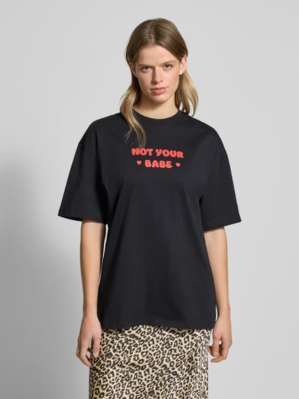 REVIEW Oversized T-Shirt mit Statement-Print Black 4