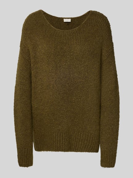 Milano Italy Loose Fit Strickpullover mit Woll-Alpaka-Anteil Khaki 2