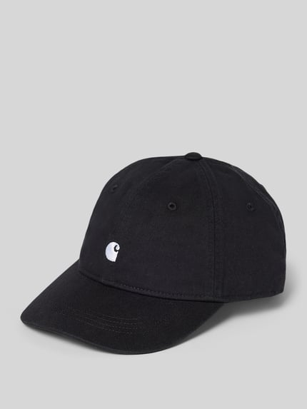 Produktfoto, czarna czapka z daszkiem Base Cap mit Logo-Stitching Modell 'Madison' von Carhartt Work In Progress z bawełny, wyhaftowane logo, regulowane zapięcie