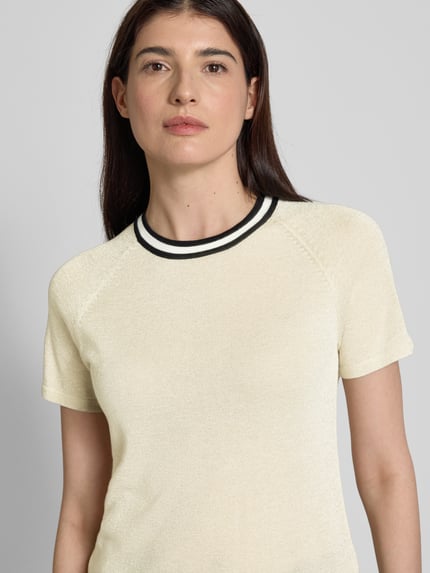 Jake*s Collection Pullover mit geripptem Rundhalsausschnitt Ecru 3