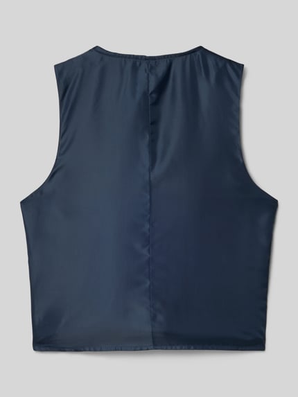 Produktfoto, Regular Fit Weste aus Viskose-Mix von s.Oliver RED LABEL in Dunkelblau mit glatter Textur, unifarbene Rückansicht