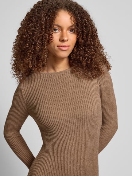 ONLY Gebreide maxi-jurk met boothals Hazelnoot gemêleerd - 3