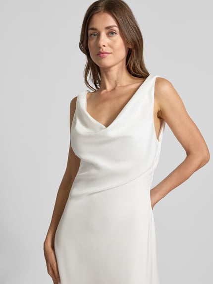 Mascara Abendkleid mit Wasserfall-Ausschnitt Offwhite 3