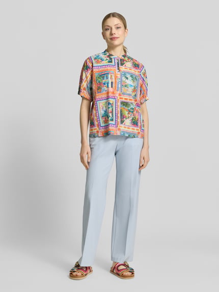 Emily Van den Bergh Relaxed Fit Bluse mit Rundhalsausschnitt Hellgruen 1
