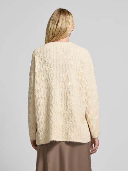VERO MODA Comfort Fit Strickpullover mit Struktur-Strick Modell 'ELYA' Ecru 5