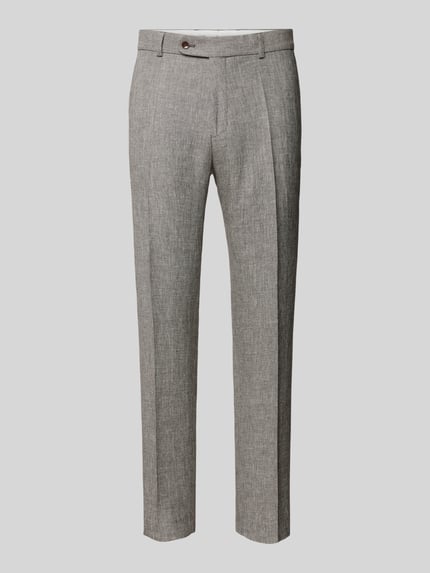 Carl Gross Slim Fit Anzughose aus Leinen-Mix mit Woll-Anteil Mittelbraun 2