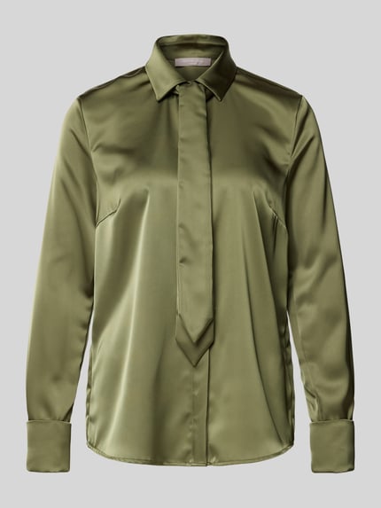 Christian Berg Woman Selection Regular Fit Hemdbluse aus Satin mit Umlegekragen Khaki 2