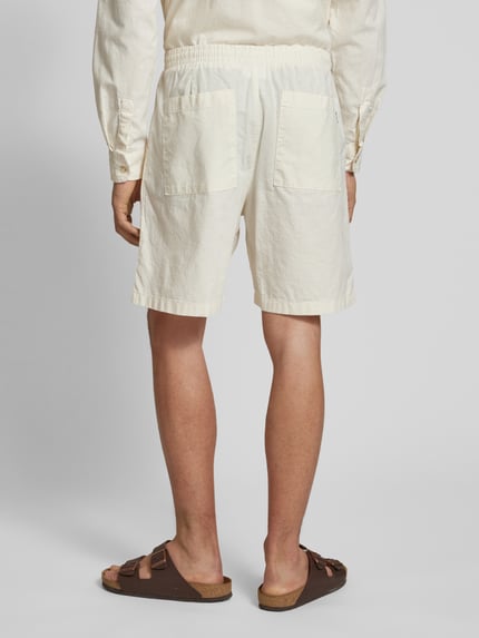 REVIEW Loose Fit Shorts aus Baumwoll-Leinen-Mix Beige 5