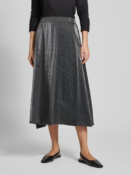 Milano Italy Wide fit midirok met effectgaren Antraciet - 4