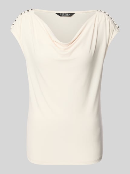 Lauren Ralph Lauren T-Shirt mit Wasserfall-Ausschnitt Offwhite 2
