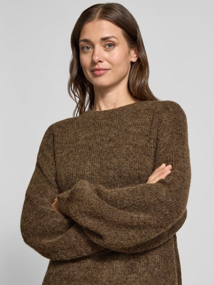 Selected Relaxed Fit Pullover aus Woll-Mix Modell 'LULU' Dunkelbraun 3