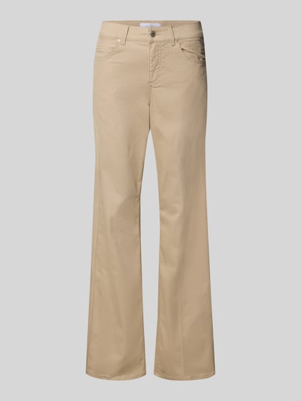 Produktfoto, Bootcut Hose mit Eingrifftaschen Modell 'Lara' von Angels, beigefarben, Baumwoll-Mix mit Stretch, glatte Struktur, gerade Form