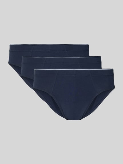 Produktfoto, Slip mit elastischem Bund im 3er-Pack von MCNEAL w kolorze granatowym, mieszanka bawełny i elastanu, dopasowany krój, widoczny elastyczny pas, zestaw 3 szt.