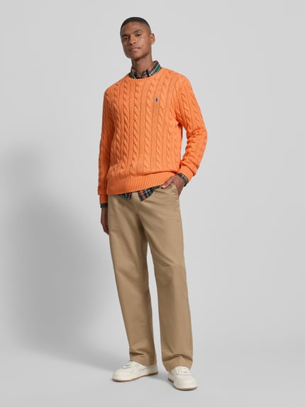 Polo Ralph Lauren Sweter z dzianiny z wyhaftowanym logo Pomarańczowy melanż 1