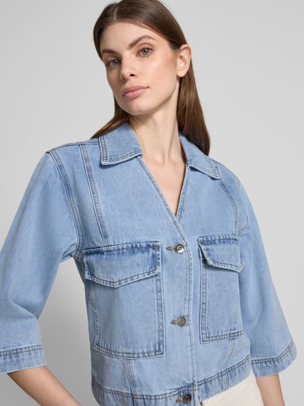 Moves Jeansbluse mit Pattentaschen Modell 'Amarie' Jeansblau 3