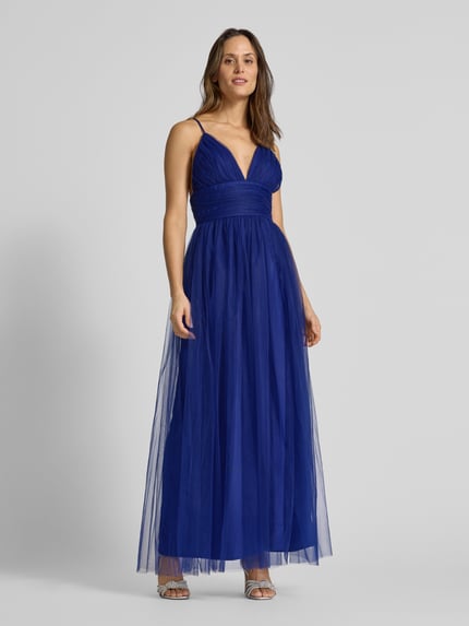 Lace & Beads Abendkleid mit tiefem V-Ausschnitt Royal 1