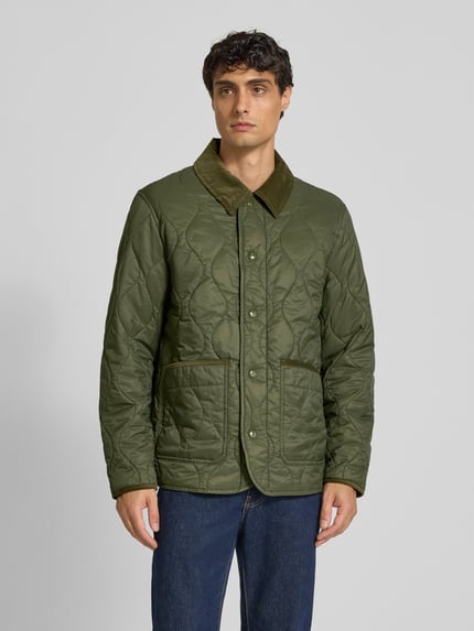 Tommy Hilfiger Regular fit gewatteerd jack met corduroy kraag Olijfgroen - 4