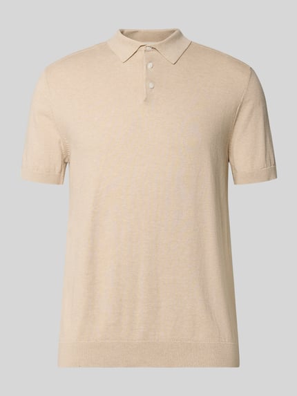 Produktfoto, Regular Fit Poloshirt aus reiner Baumwolle Modell 'BERG' von SELECTED HOMME, beige, kurzarm, Polokragen, unifarben, Feinripp