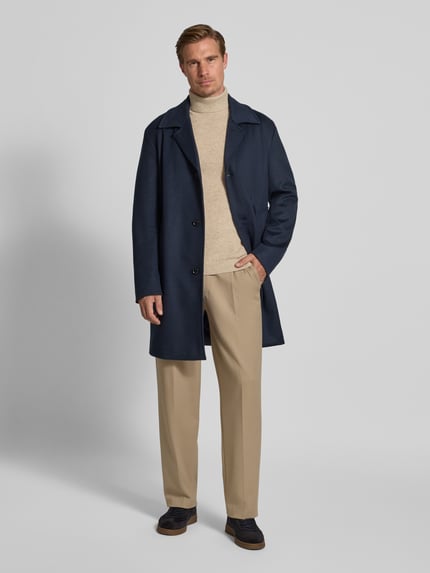 BOSS Relaxed fit lange jas met reverskraag, model 'CLARK' Marineblauw - 1