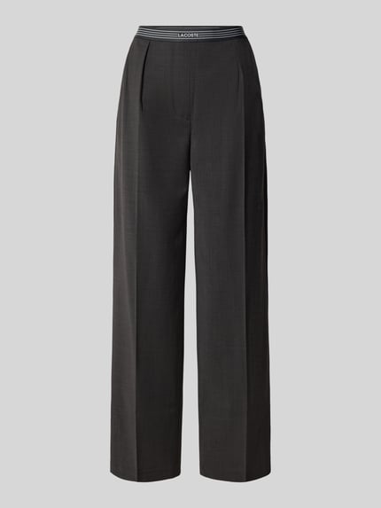 Produktfoto, donkergrijze wijdte broek met wol van Lacoste, rechte pijpen, lichte structuur, Dames Weite Hose van Lacoste
