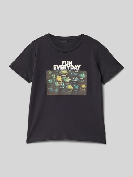Tom Tailor Regular fit T-shirt van puur katoen Grafiet - 1